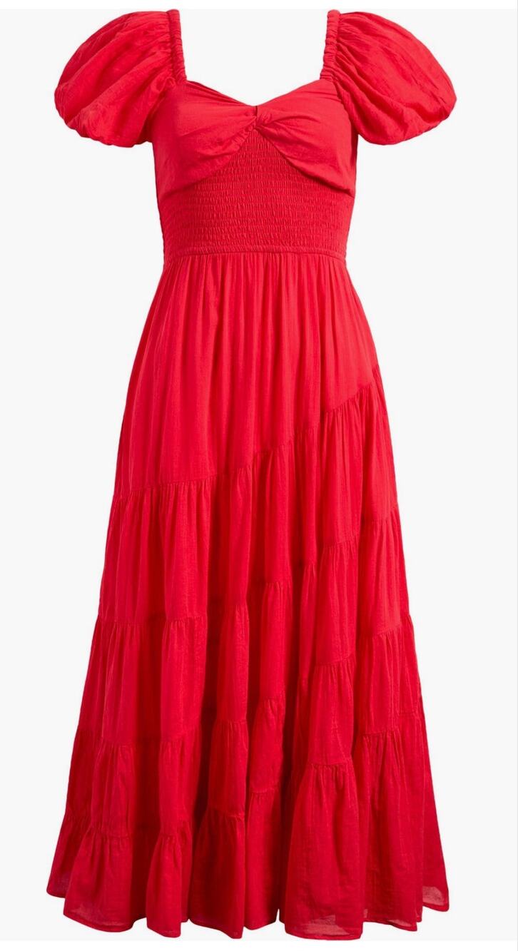 Free People Sundrenched Smocked Maxi Dress in vibrant red size XS